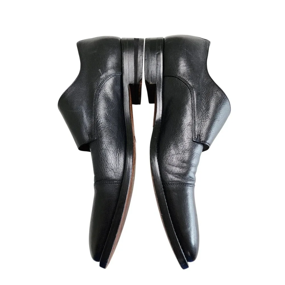 Antonio Maurizi Mens Black Leather Double Monk Strap Cap Toe Dress Shoes Size 44